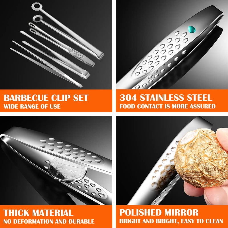 DOERDO DD DOERDO 4Pcs Cooking Tweezers  Stainless Steel Kitchen Tongs Professional Long Tweezers for Food Cooking  Repairing  Sea food and BBQ  12'' - Image 3